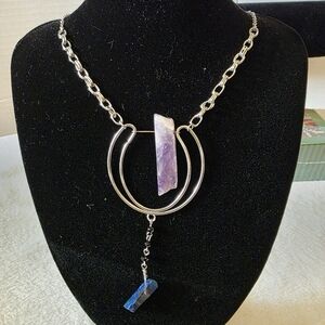 Amethyst and Aura Quartz Necklace